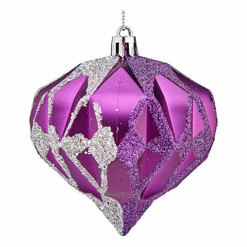 Krist+ 00898 Purple Silver Plastic Diamond Christmas Ball Set (12 Units)
