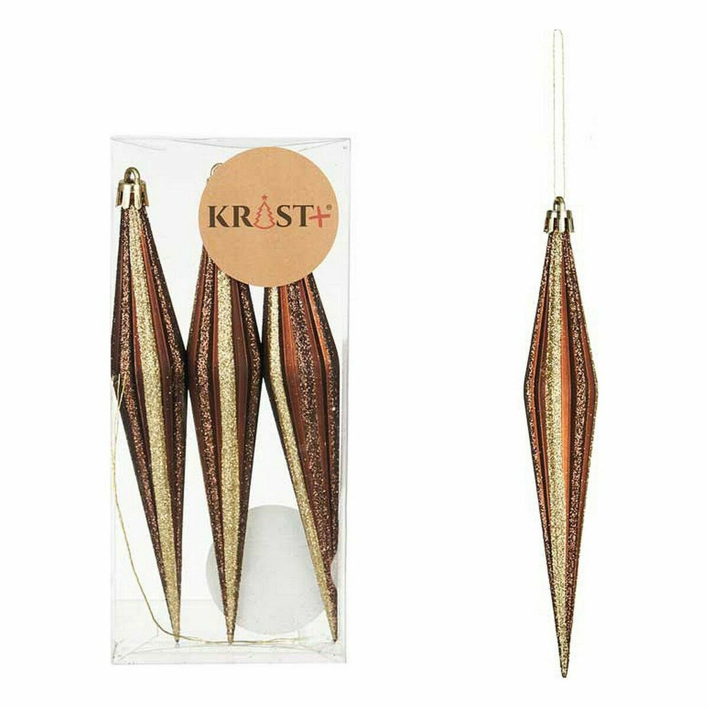Krist+ 00899 Brown PVC Elongated Christmas Decoration Set 8.5 x 3.5 x 19 cm (12 Units)