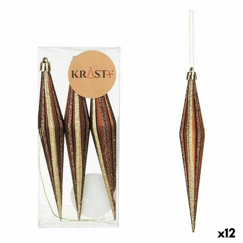 Krist+ 00899 Brown PVC Elongated Christmas Decoration Set 8.5 x 3.5 x 19 cm (12 Units)