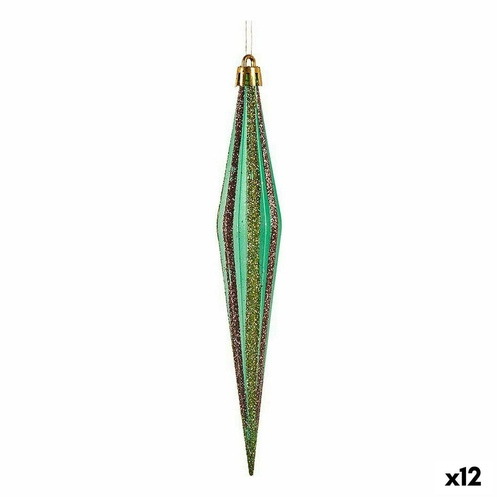 Krist+ 00901 Green Gold Elongated Christmas Decoration Set 3 x 8.5 x 19 cm (12 Units)