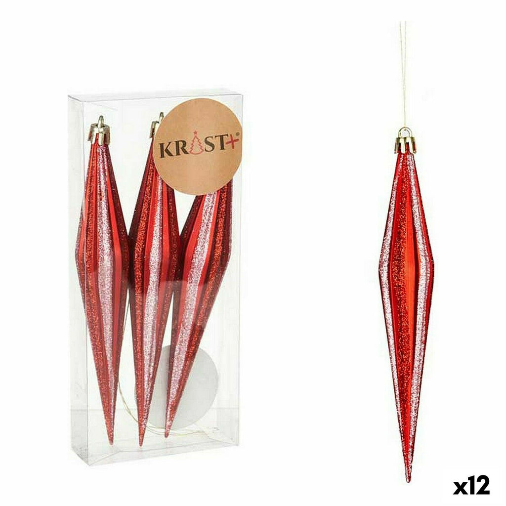 Krist+ 00905 Red PVC Elongated Christmas Decoration Set 8.5 x 3.5 x 19 cm (12 Units)