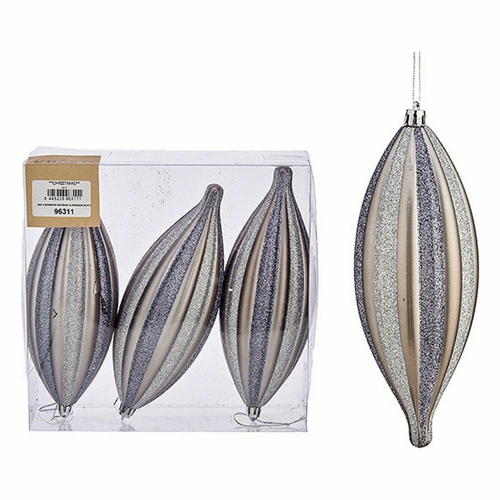 Krist+ 00906 Silver PVC Elongated Christmas Decoration Set 3 x 3 x 18 cm (12 Units)