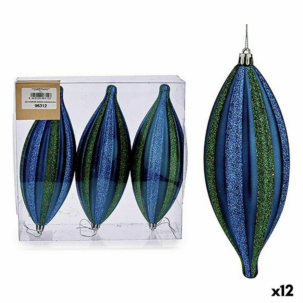 Krist+ 00907 Christmas Decoration Set, Blue Green PVC, Elongated, 8.5 x 3.5 x 19 cm (12 Units)