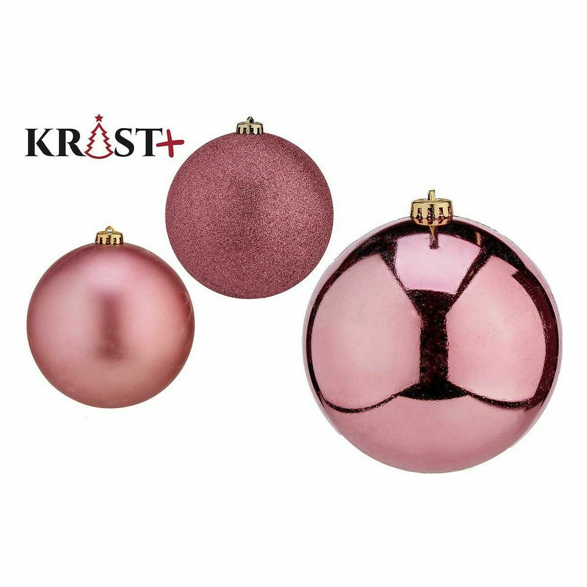 Krist+ 00739 Pink PVC Christmas Ball Set (12 Units)