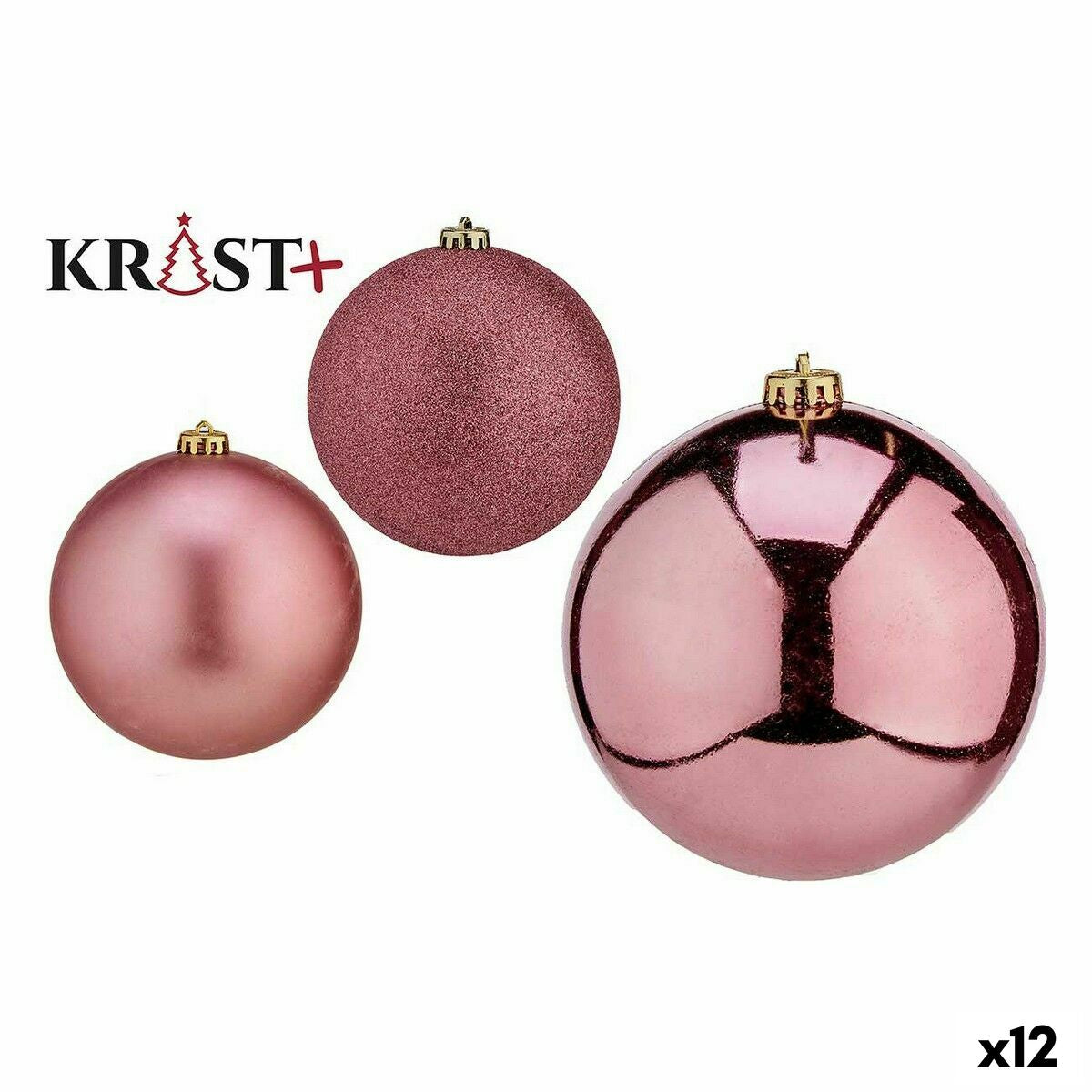Krist+ 00739 Pink PVC Christmas Ball Set (12 Units)