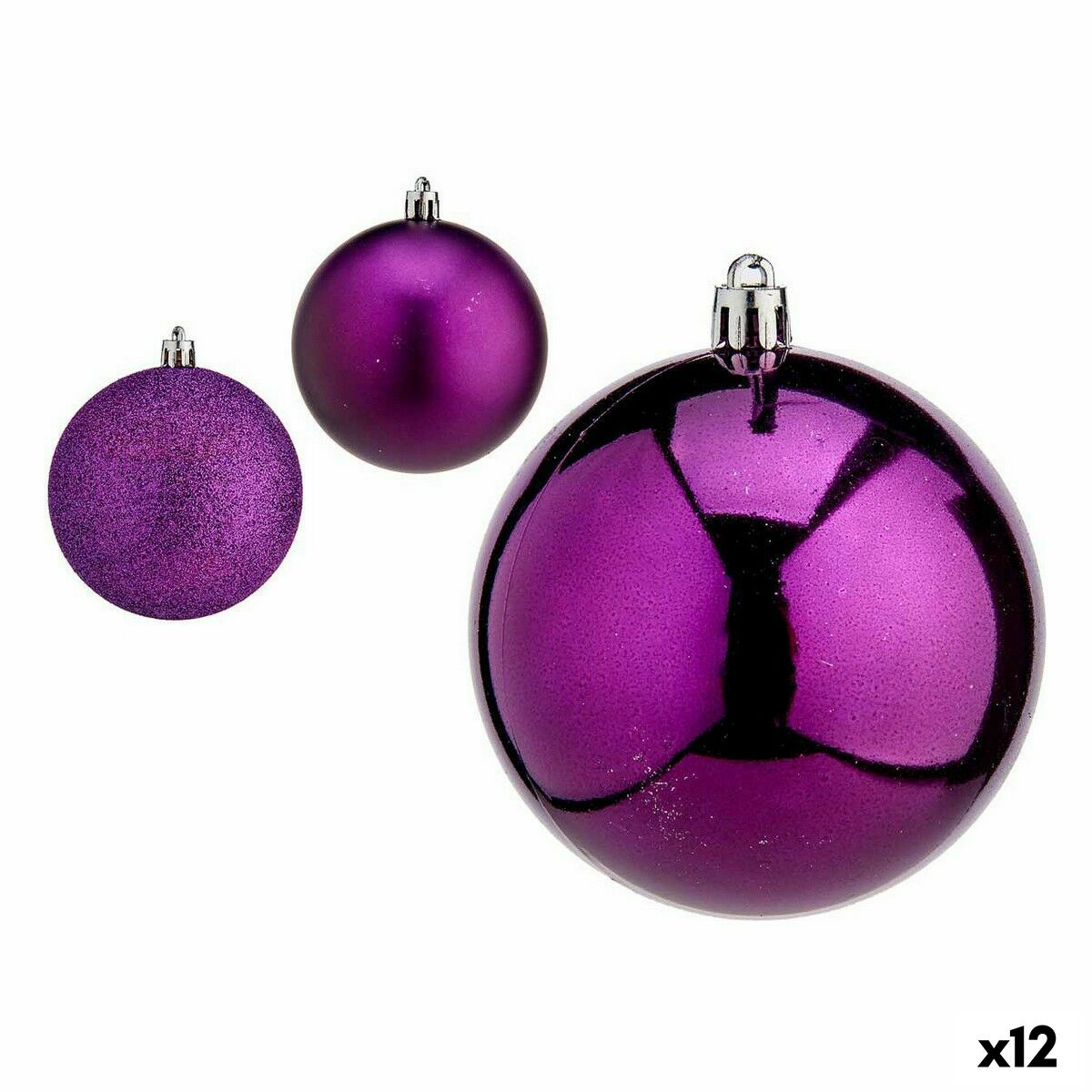 Krist+ 00776 Purple Plastic Christmas Ball Set (12 Units)