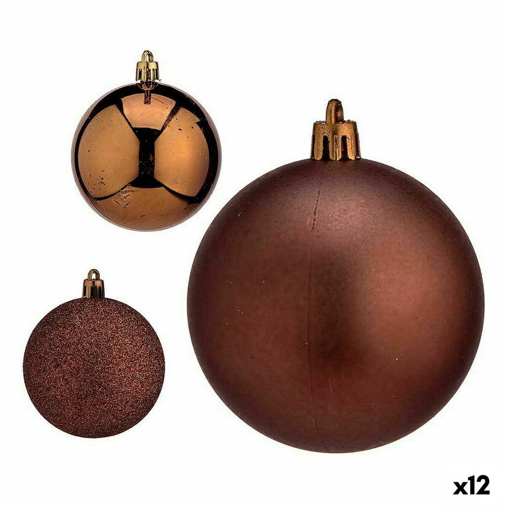 Krist+ 00783 Brown Plastic Christmas Ball Set (12 Units)