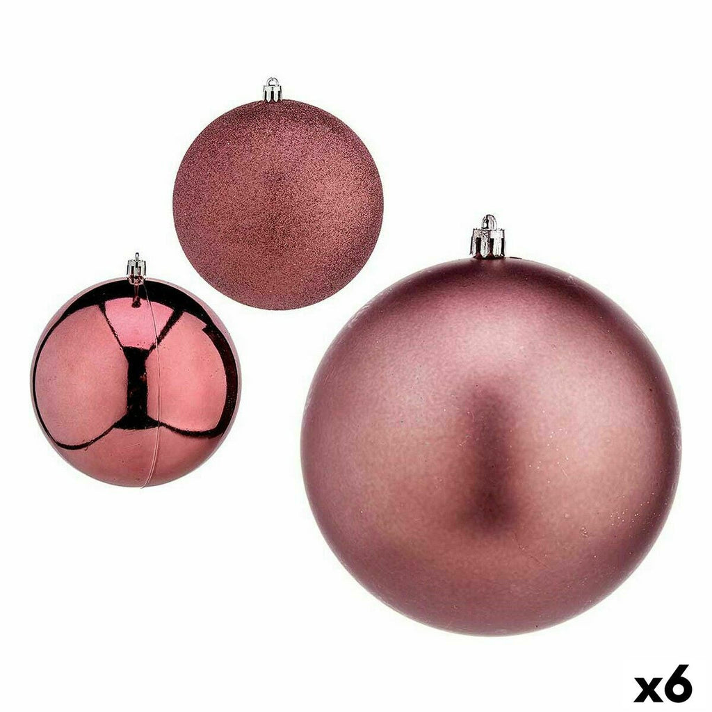 Krist+ 00798 Pink Plastic Christmas Ball Set Ø 12 cm (6 Units)