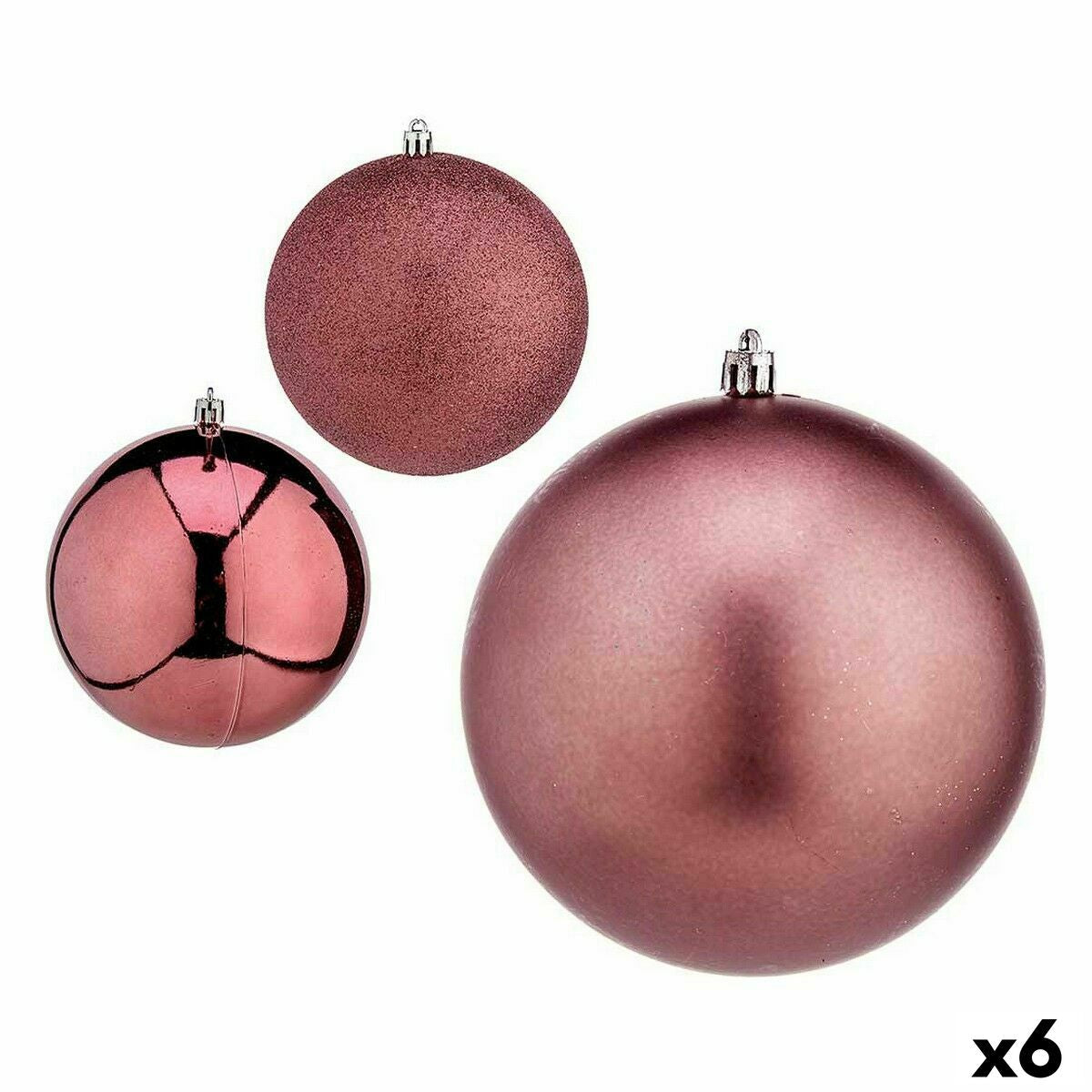 Krist+ 00798 Pink Plastic Christmas Ball Set Ø 12 cm (6 Units)