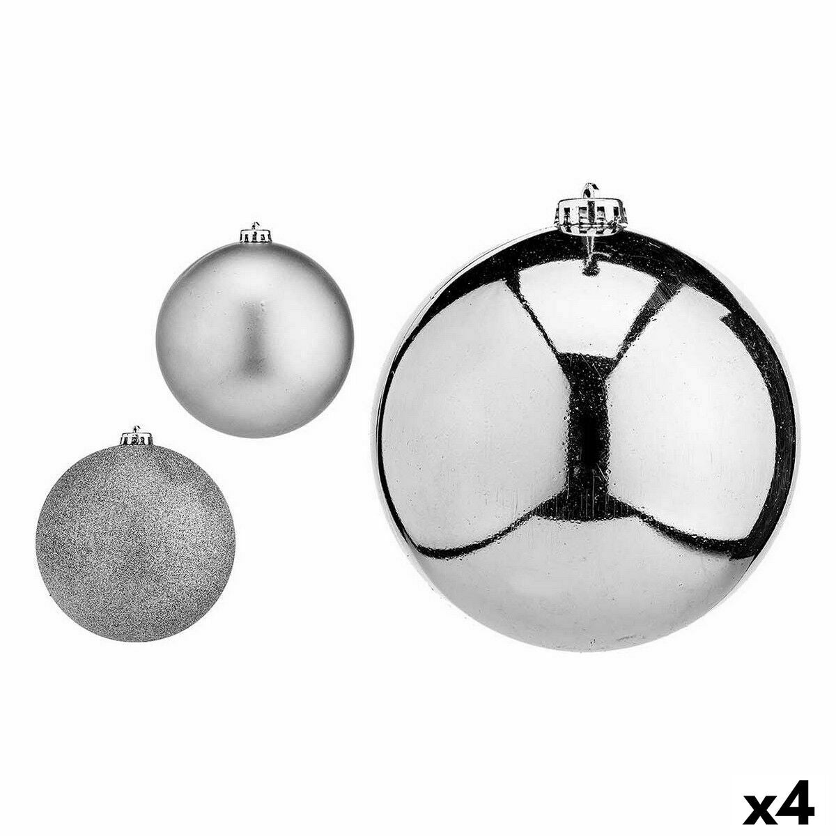 Krist+ 00821 Silver Plastic Christmas Ball Set Ø 15 cm (4 Units)