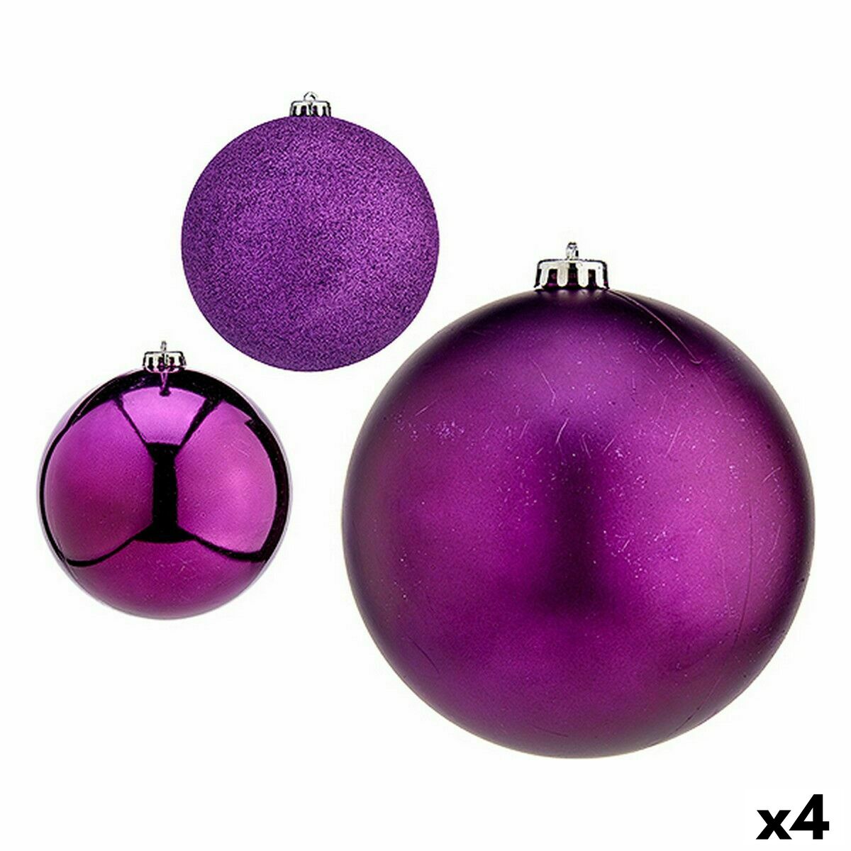 Krist+ 00833 Purple Plastic Christmas Ball Set Ø 15 cm (4 Units)