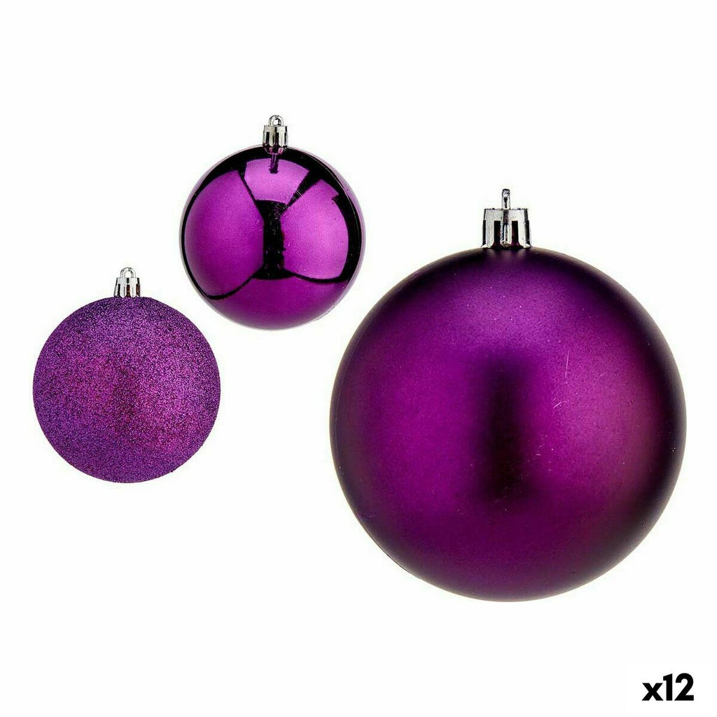 Krist+ 00836 Purple Plastic Christmas Ball Set (12 Units)