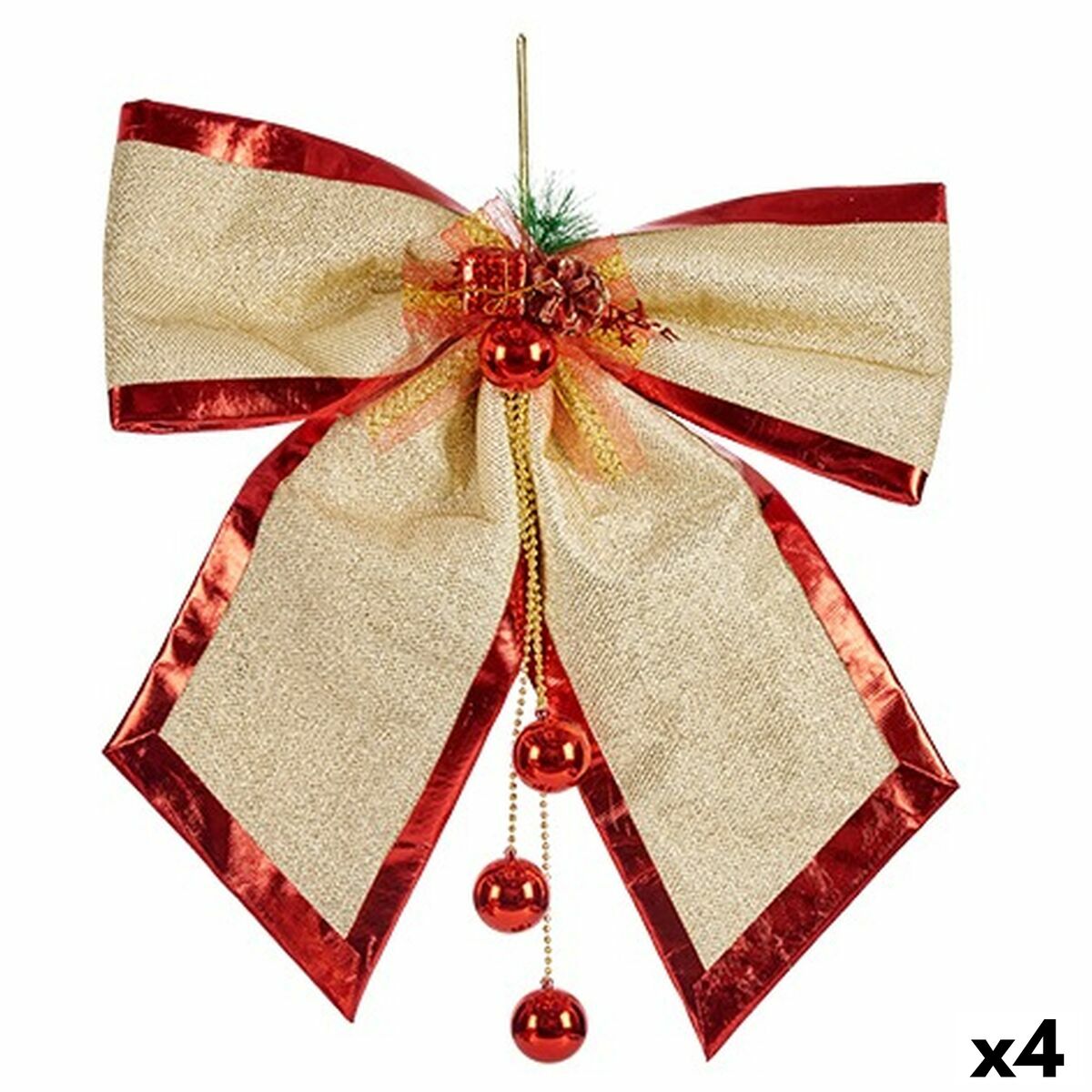 Krist+ 01467 Red Gold Plastic Bow 53 x 50 x 9 cm Christmas Ornament (4 Units)