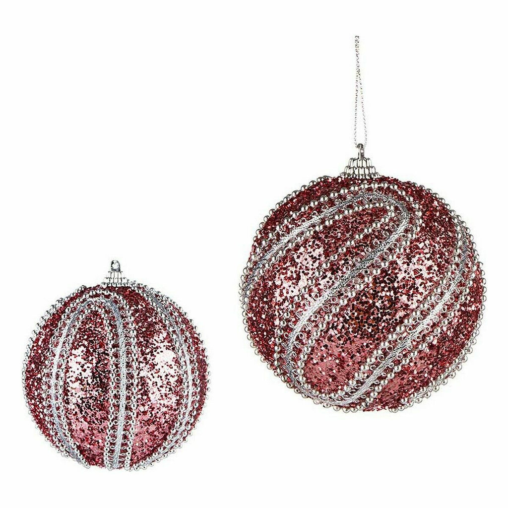 Krist+ 01498 Pink Silver PVC Christmas Ball Set Ø 10 cm with embossed design (12 units)