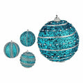 Set of Christmas balls with relief, Ø 8 cm, blue PVC (12 units)