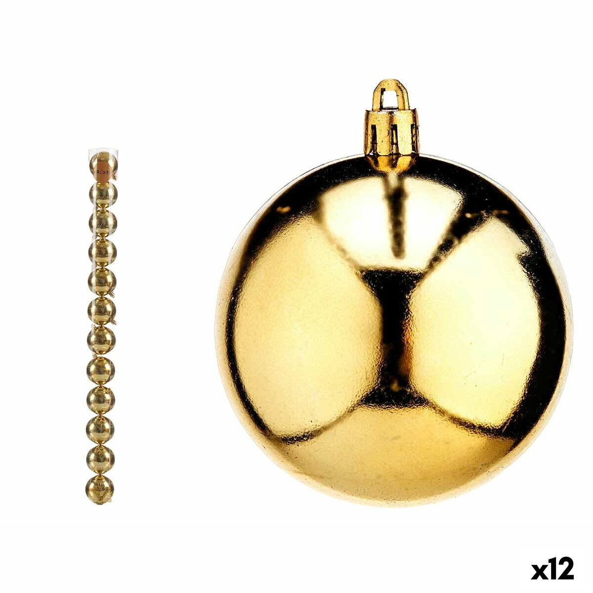 Set of 12 Gold PVC Christmas Balls Ø 7 cm