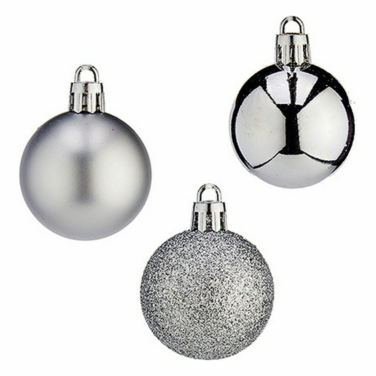 Krist+ K1912485-4 Silver Plastic Christmas Ball Set, 4 cm (12 Units)