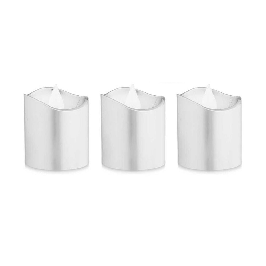 Conjunto de Velas LED Prateado 3,7 x 3,7 x 5 cm (12 Unidades)