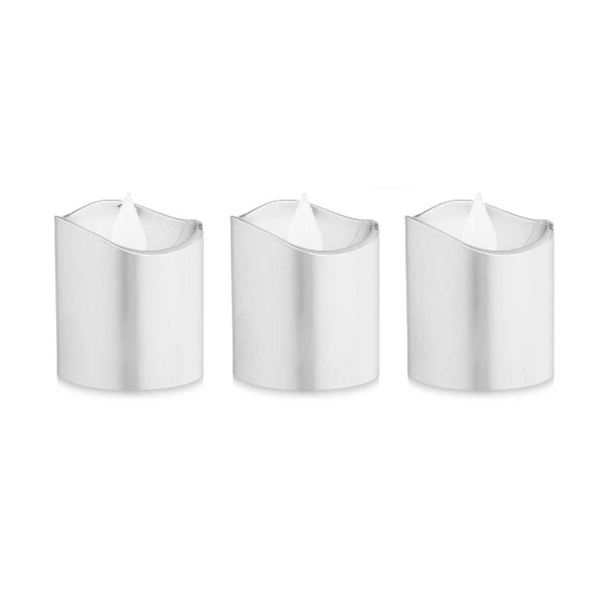 Conjunto de Velas LED Prateado 3,7 x 3,7 x 5 cm (12 Unidades)