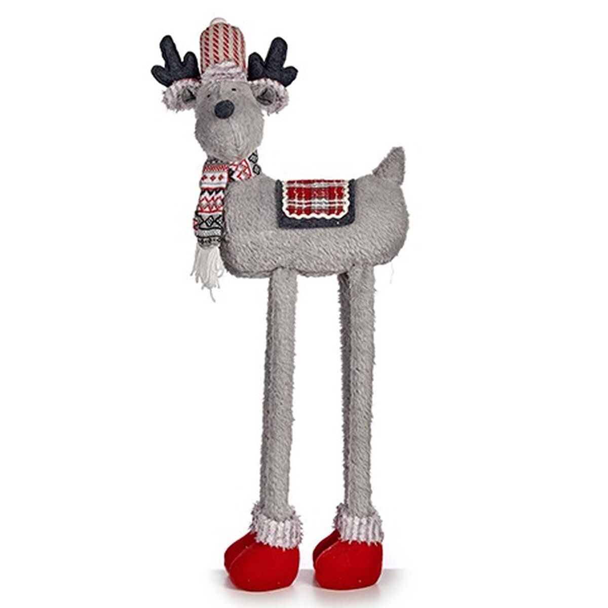 Figura Decorativa Krist+ FG09-PX21385BR Vermelho Cinzento Rena de Natal 23 x 55 x 49 cm (4 Unidades)