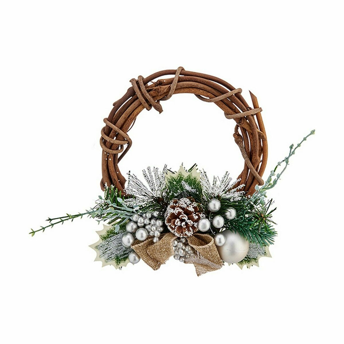 Krist+ Christmas Wreath FG35LC28219411 Green Silver Wood Plastic 22 x 8 x 22 cm (12 Units)