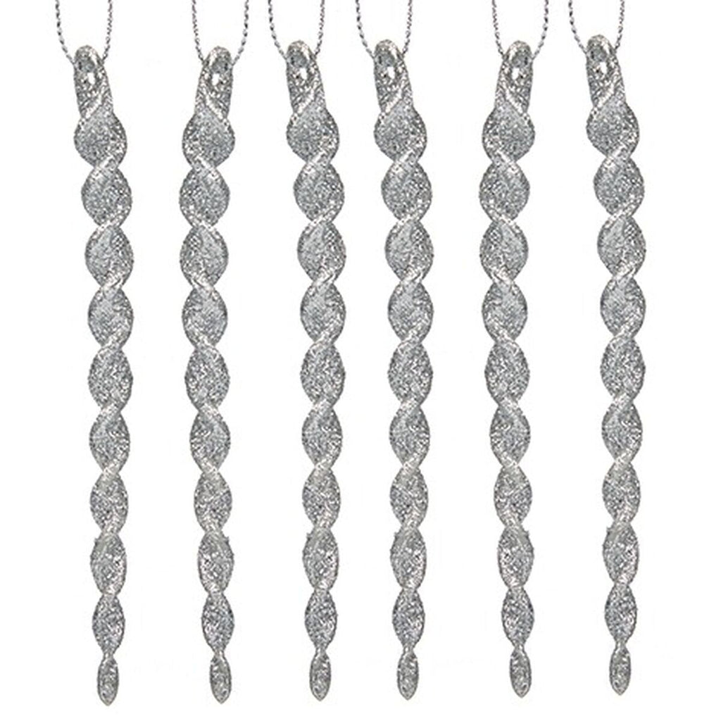 Silver Christmas Ornament, Plastic, Glitter, 13.5 x 1 x 5.5 cm (24 Units)