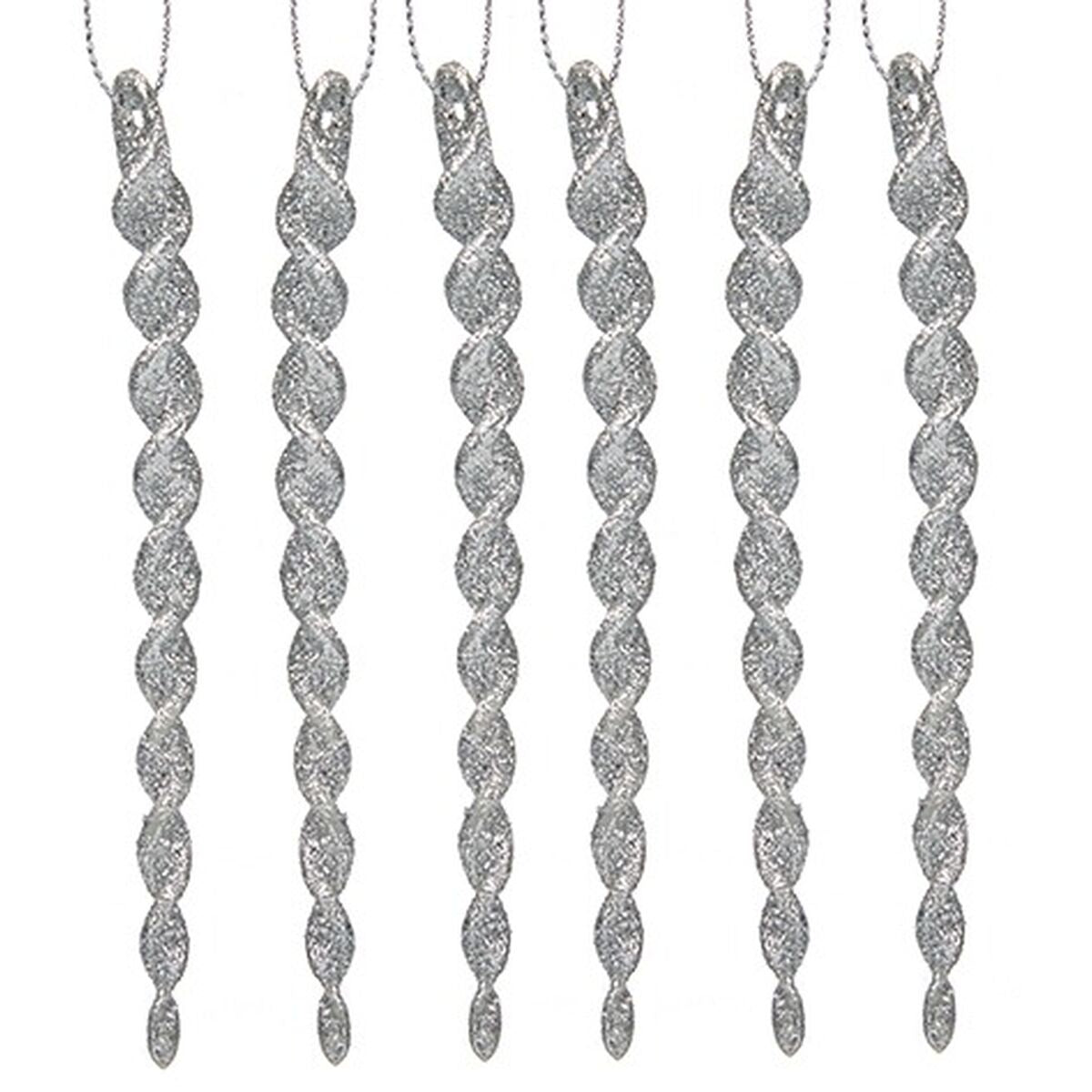 Silver Christmas Ornament, Plastic, Glitter, 13.5 x 1 x 5.5 cm (24 Units)