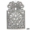 Christmas Ornament Gift Box Silver Glitter Plastic 7.5 x 11.5 x 4 cm (24 Units)