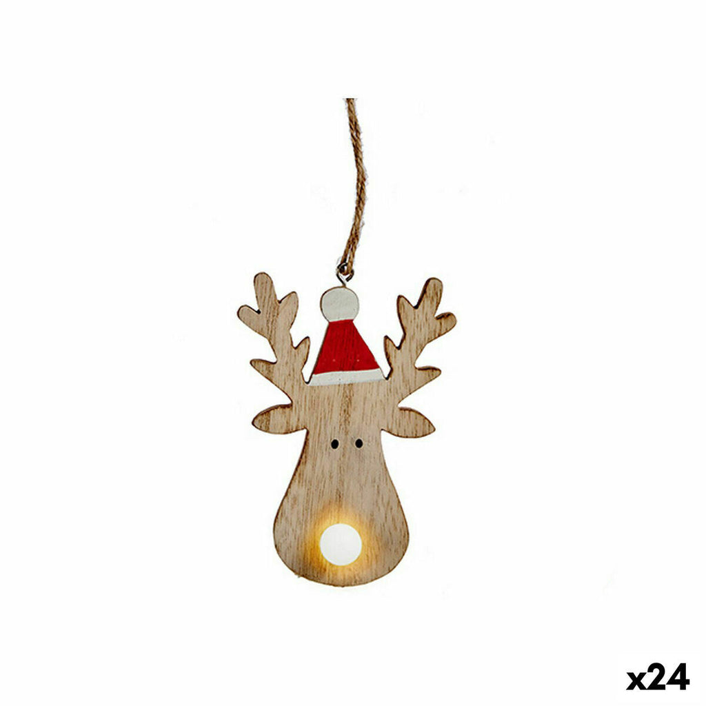 Christmas Reindeer Ornament, Brown Wood, 7.5 x 2.5 x 17 cm (24 Units)