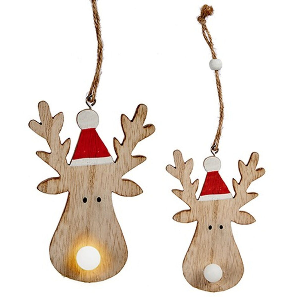 Christmas Reindeer Ornament, Brown Wood, 7.5 x 2.5 x 17 cm (24 Units)