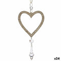 Christmas Ornament Heart Champagne Plastic Glitter 9 x 16 x 2 cm (24 Units)