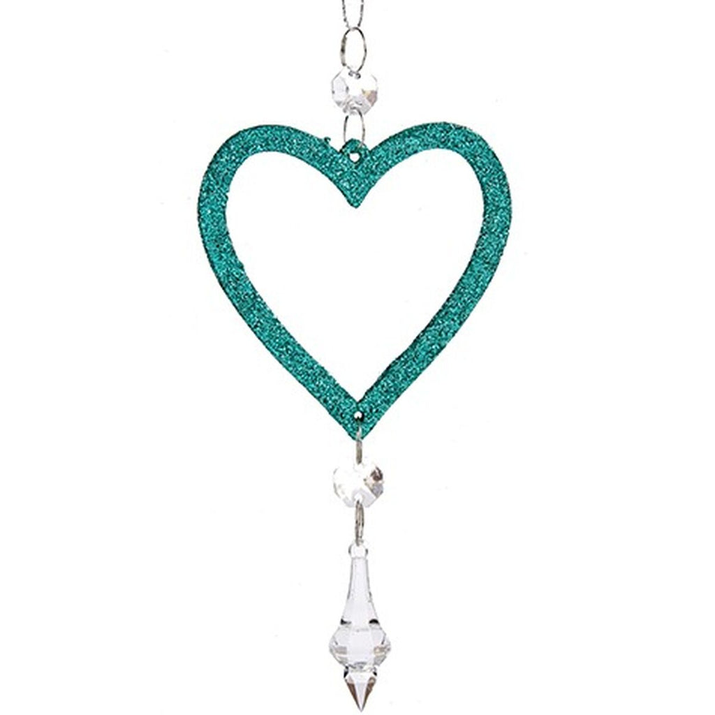 Christmas Ornament Heart Green Plastic Glitter 9 x 16 x 2 cm (24 Units)