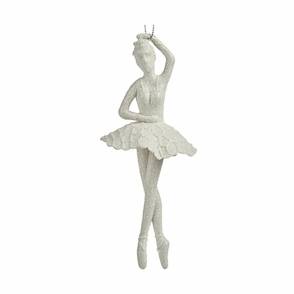 Christmas Ornament Ballerina White Plastic Glitter 6.7 x 16 x 6.7 cm (24 Units)