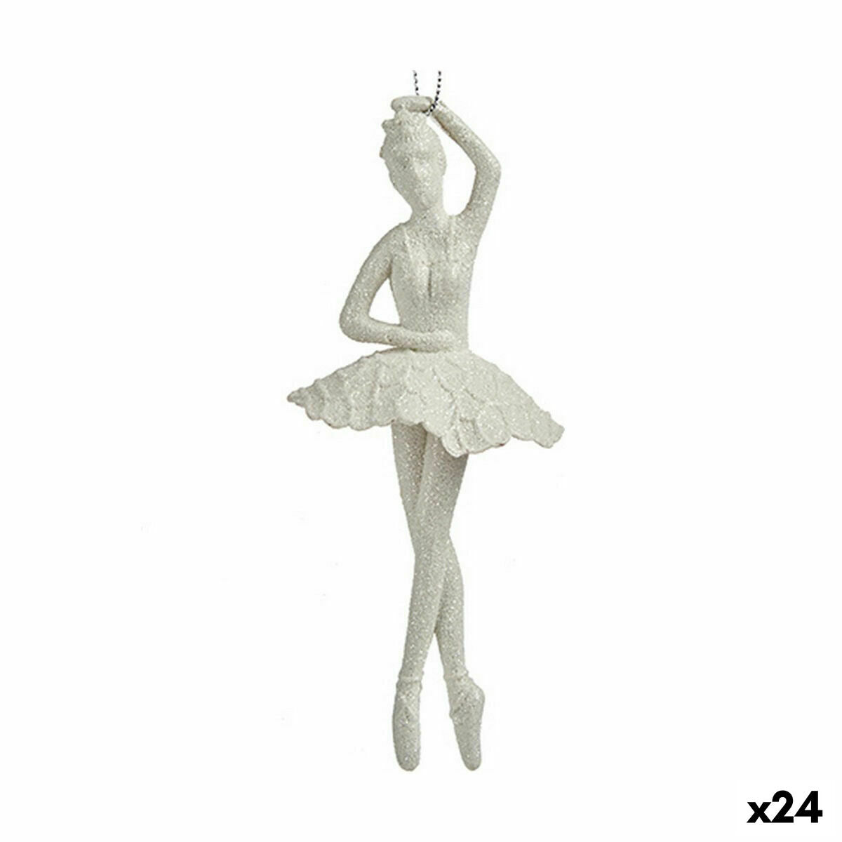 Christmas Ornament Ballerina White Plastic Glitter 6.7 x 16 x 6.7 cm (24 Units)