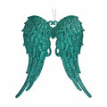 Christmas Ornament Angel Wings Green Plastic Glitter 13 x 14.5 x 2.5 cm (24 Units)