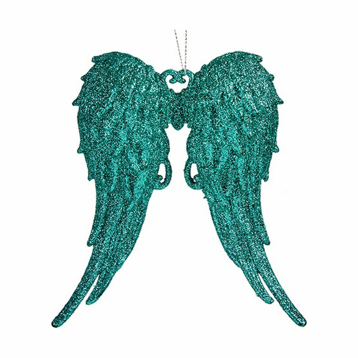 Christmas Ornament Angel Wings Green Plastic Glitter 13 x 14.5 x 2.5 cm (24 Units)