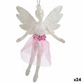 Christmas Fairy Ornament, White Glitter, Plastic, 8 x 12 x 5 cm (24 Units)