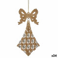 Christmas Ornament Diamond Bow Champagne Plastic Glitter 7.5 x 1 x 15.5 cm (24 Units)