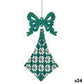 Christmas Ornament Diamond Bow Plastic Glitter 7.5 x 1 x 15.5 cm (24 Units)