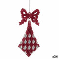 Christmas Ornament Diamond Bow Fuchsia Plastic Glitter 7.5 x 1 x 15.5 cm (24 Units)