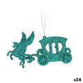 Christmas Ornament Magic Carriage Green Plastic Glitter 15 x 8.5 x 4.5 cm (24 Units)