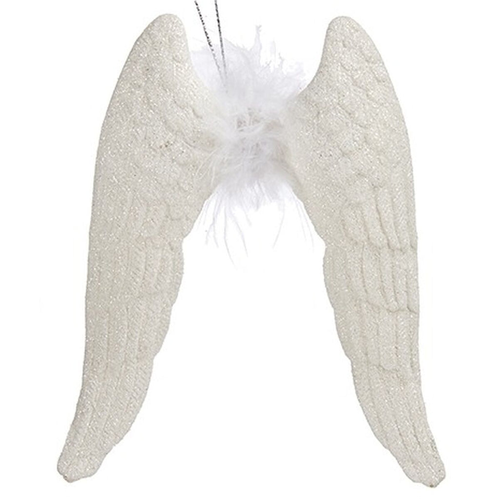 Christmas Ornament Angel Wings White Plastic Glitter 12.5 x 15 x 2.5 cm (24 Units)