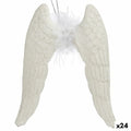 Christmas Ornament Angel Wings White Plastic Glitter 12.5 x 15 x 2.5 cm (24 Units)