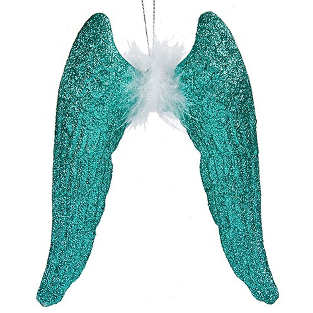 Christmas Ornament Angel Wings Green Plastic Glitter 12.5 x 15 x 2.5 cm (24 Units)