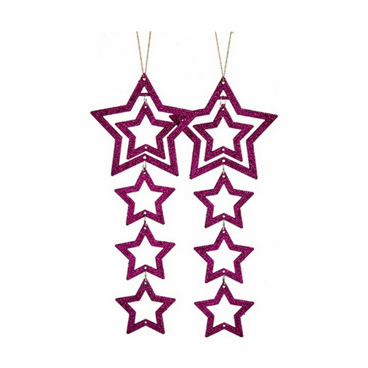 Fuchsia Star Christmas Decoration Set 19 x 0.2 x 23 cm (24 Units)