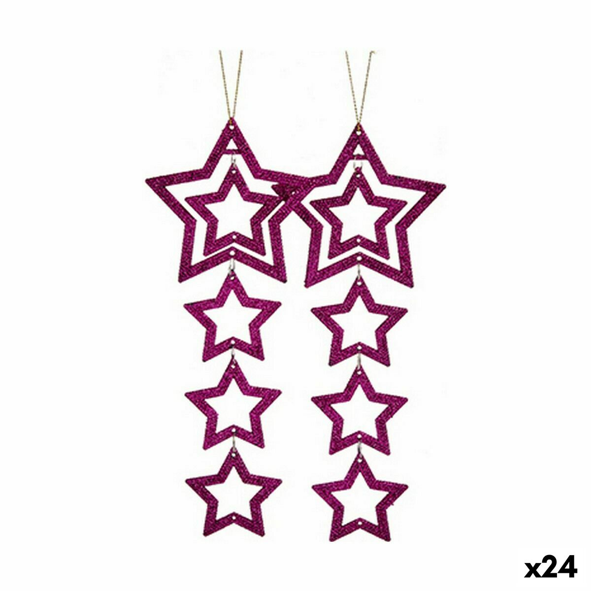 Fuchsia Star Christmas Decoration Set 19 x 0.2 x 23 cm (24 Units)