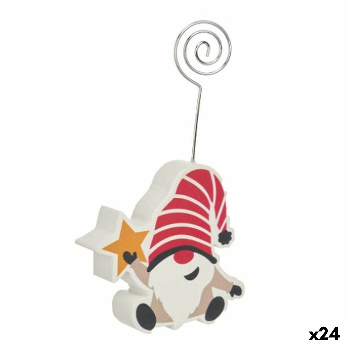 Multicolor Gnome Christmas Star Photo Frame, Metal, Wood, MDF, 8.5 x 15.5 x 2 cm (24 Units)