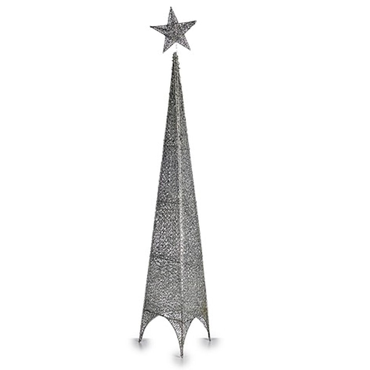 Krist+ 00157 Silver Metal Plastic Star Tower Christmas Tree 28 x 127 x 28 cm (6 Units)