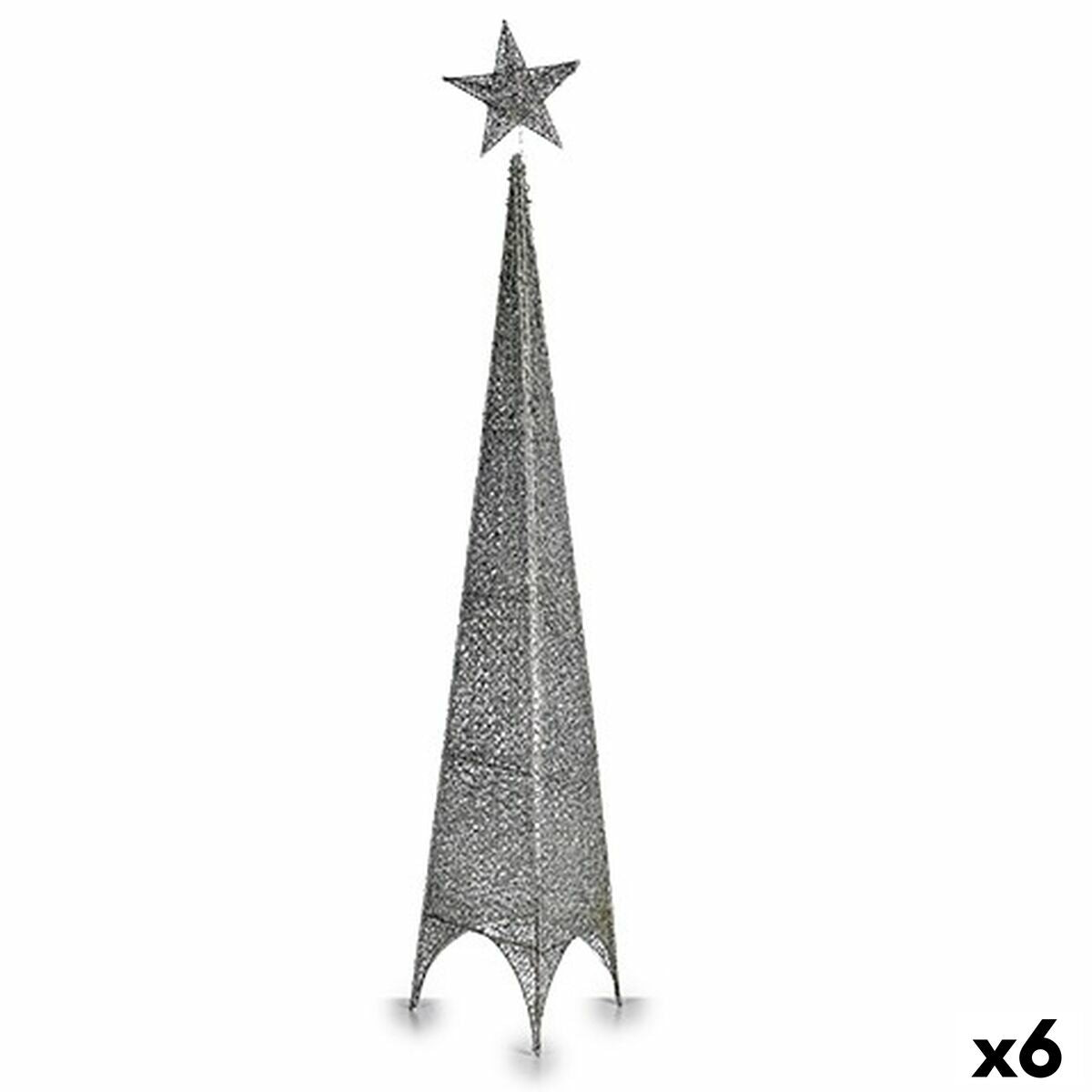 Krist+ 00157 Silver Metal Plastic Star Tower Christmas Tree 28 x 127 x 28 cm (6 Units)