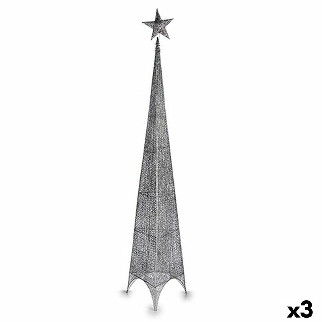 Krist+ 00160 Silver Metal Plastic Star Tower Christmas Tree 42 x 218 x 42 cm (3 Units)